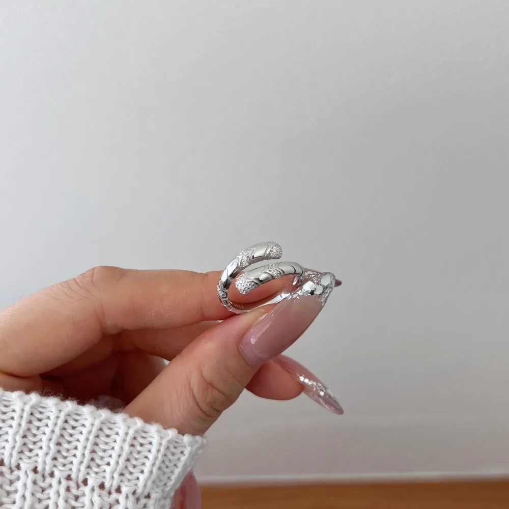 KAKODIY Statement Stylish Design Fashion Jewelry 925 Sterling Silver Eternity Band 5A Zirconia Snake Open Adjustable Ring detail 6