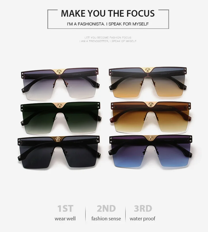VASHAP 10138 2021 New Unique Oversized Sunglasses One Piece Plastic Metal Designer Shades clear Women Men Retro Sun Glasses UV40