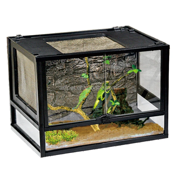 resun hot sale cheap reptile glass terrarium cage for frog gecko metal net climbing pet cage frog gecko snake