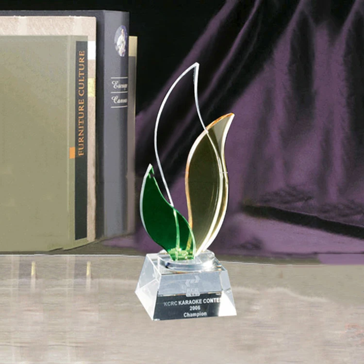 Color Flame Shaped Crystal Awards For Business Promotion Gift