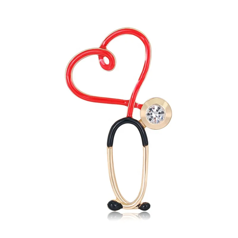 Medical Nurse Rhinestone Brooch Stethoscope Enamel Nurse Doctor Brooches Pins Nursing Gift Accessories