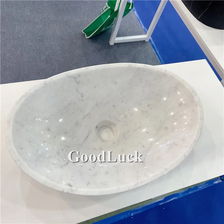 Natural white marble pedestal basin washing sinks for bathroom