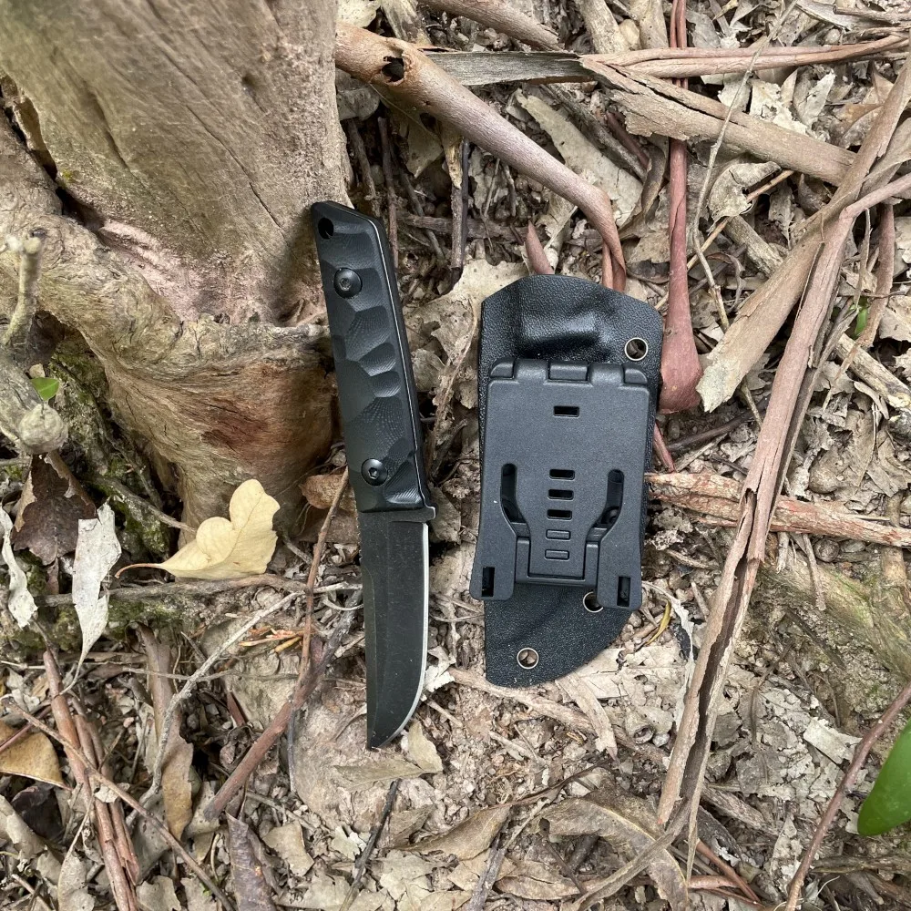Trailing Point Blade 420C Fixed Blade Survival Knives G10 Handle with Kydex Sheath Straight TAC Tactical Camping Outdoor Knife