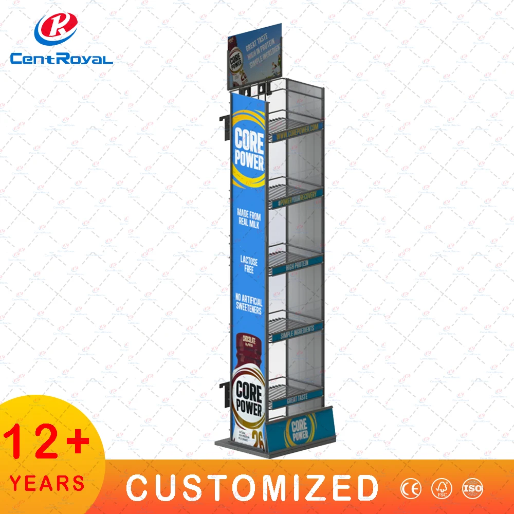 Custom Supermarket Soft Drink Display Stand Storage Rack Energy Drink