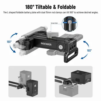 NEEWER PS007 V Mount V Lock Battery Mounting Plate Foldable L Shaped V Lock Battery Plate with Quick Release Button detail image