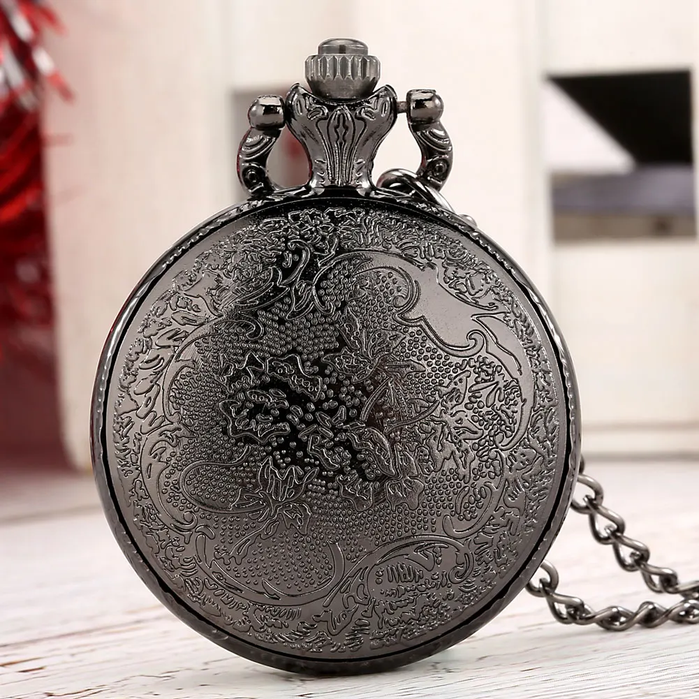 Old Style Small Full Hunter Reloj Pendant Clock Poker Stars Quartz Necklace Pocket Watch With Chain for Men