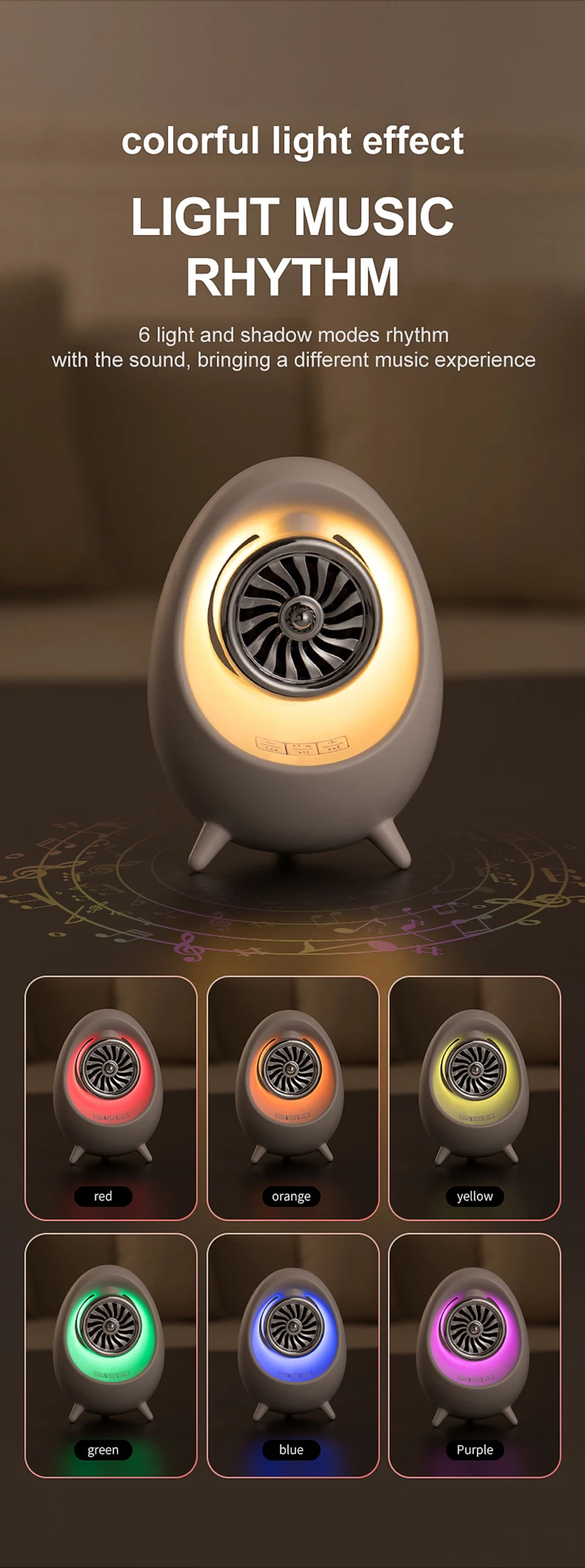 Mini wireless speaker with built-in led lights