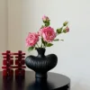 Black shoulder vase with oil painting of Greek rose (1 piece)