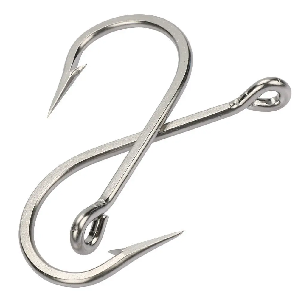 100Pcs 92554 Stainless Steel Fishing Hooks Barbed Hook White