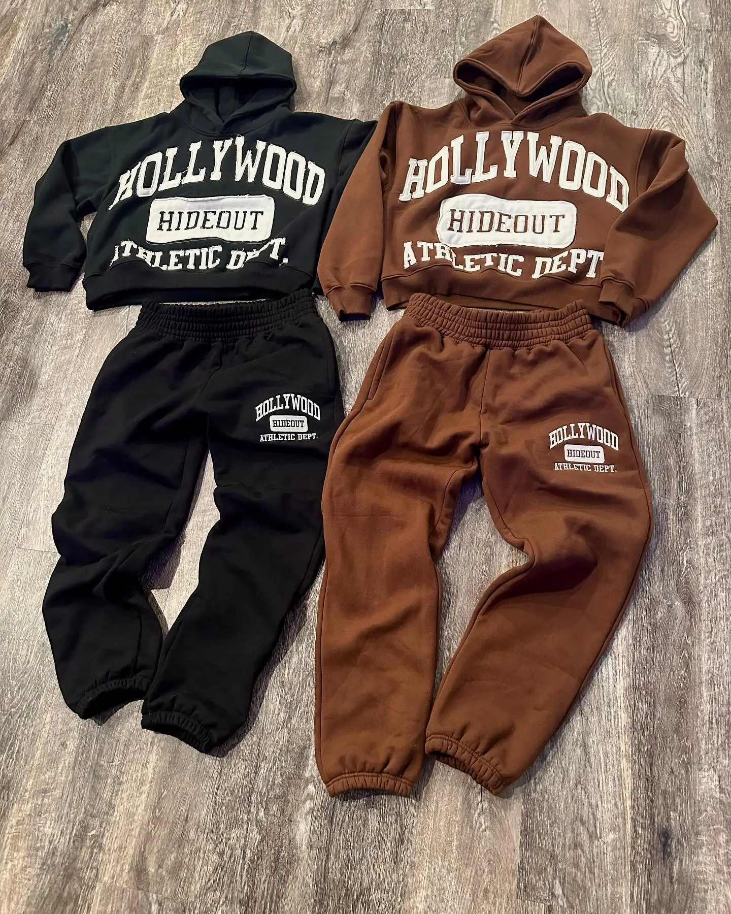 Custom Patch Embroidery Applique Sweatpants Set XXL Fleece Cropped Hoodie Jogger Men No String Hoodie Sweatpants Fitness Sports gallery 2