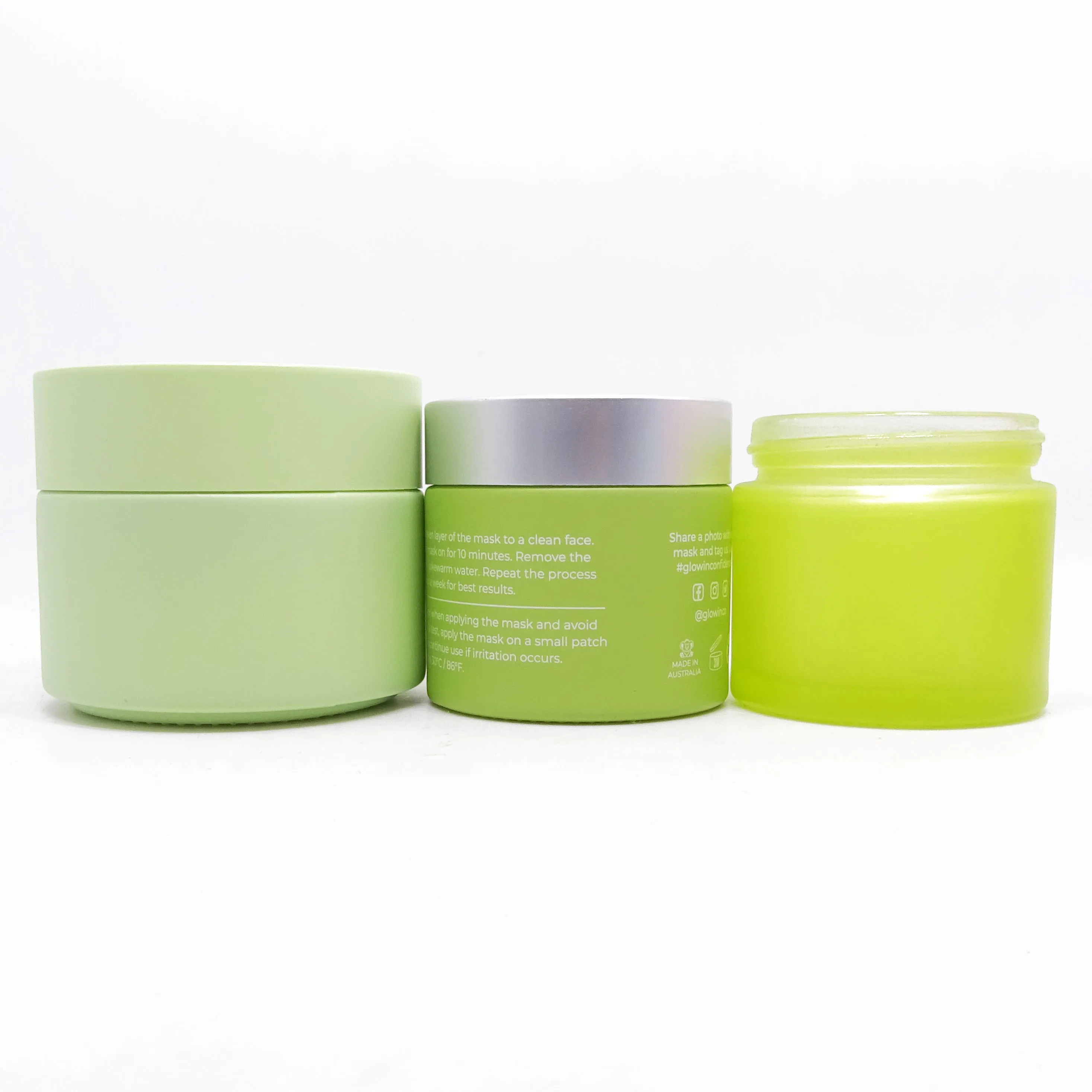 Luxury Cosmetic Balm Clay Mask 30ml 50ml 100ml 30g 50g 100g Frosted Blue Green Glass Cream Jars With Silver Metal Lid