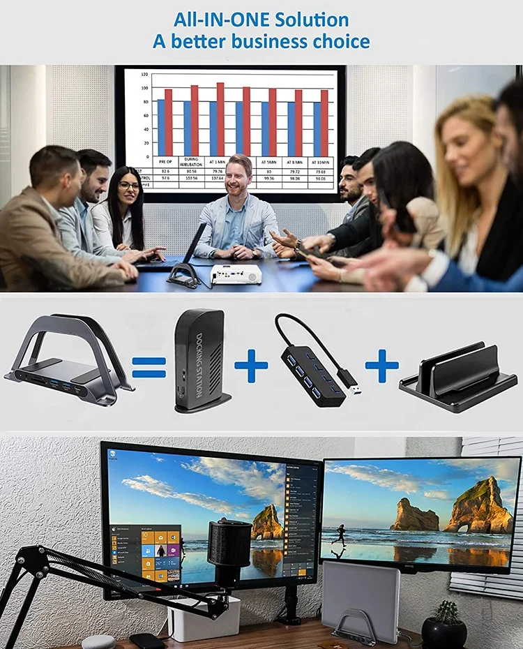 Двойной 4K монитор Usbc док-станция Thunderbolt Usb ноутбук Displayport выход Hdmi Winos Mst док-станция для Mac