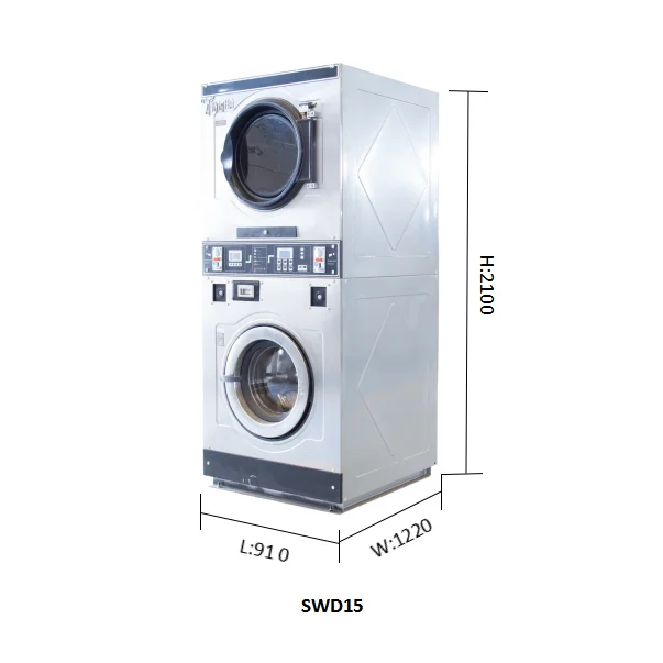 12kg to 20kg Commercial Coin Laundry Equipment Vending Laundry Washing Machine and Drying Machine Stacked Washer and Dryer details