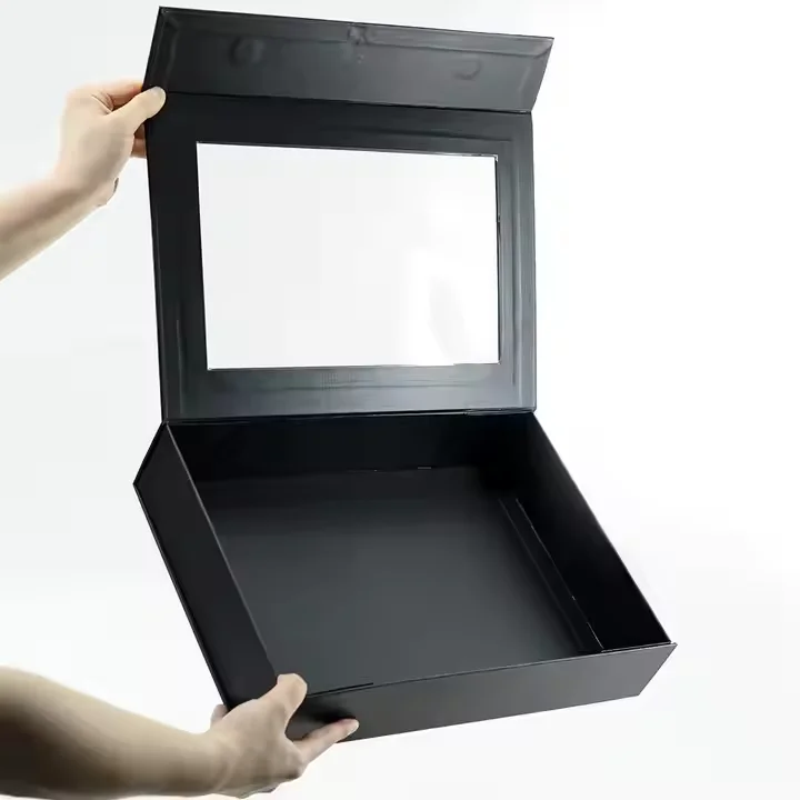 2025 Recycled Handle Flip Magnetic Hot Stamping Window High Quality Foldable Paper for Cosmetic Packaging Embossing Folders manufacture