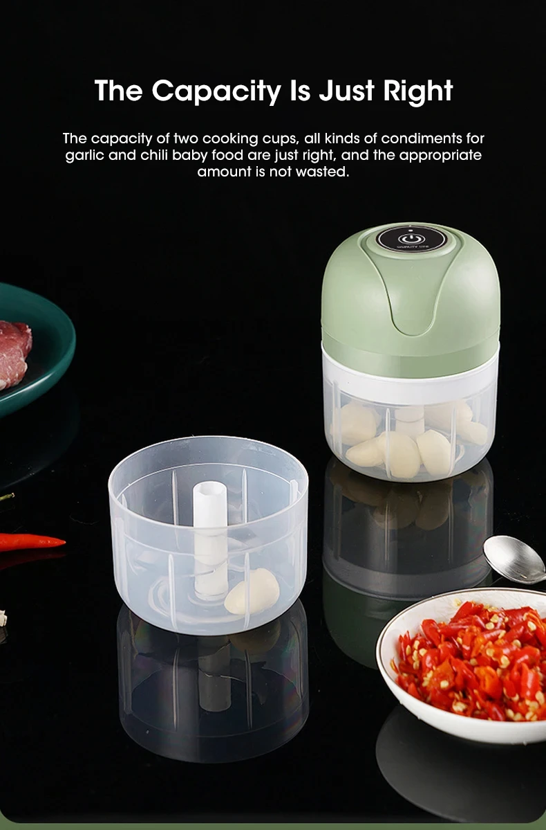 Mini Electric Vegetable Cutter Chopper Garlic Masher Crusher USB Rechargeable Ginger Meat Grinder Food Processor Kitchen Gadget