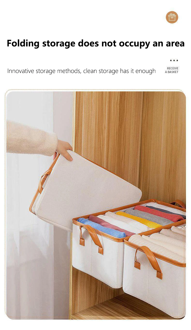 New Cloth Art Iron Frame Clothing Storage Box Two-handed Handle ...