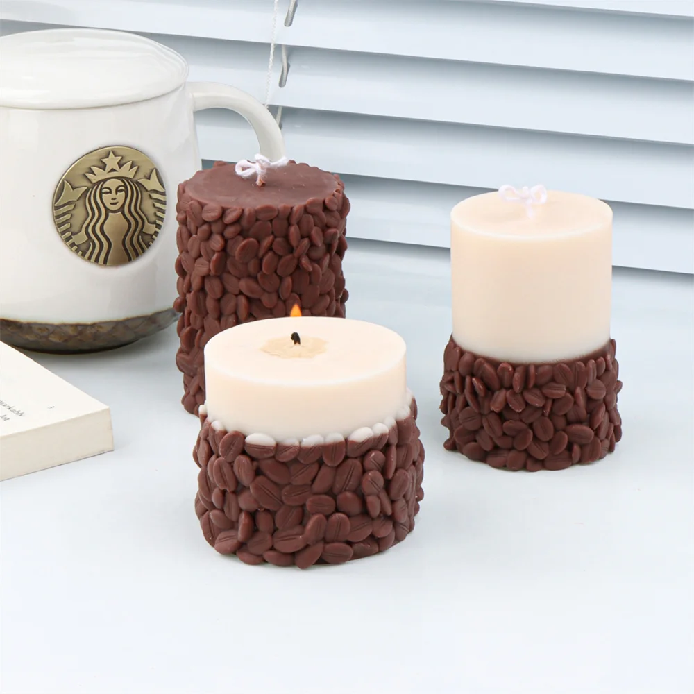 Contracted Style Coffee Bean Pillar Candle Mold Silicon Soy Bean Column  Scent Soap Tool DIY Home Aroma Sylicon Molds for Candles