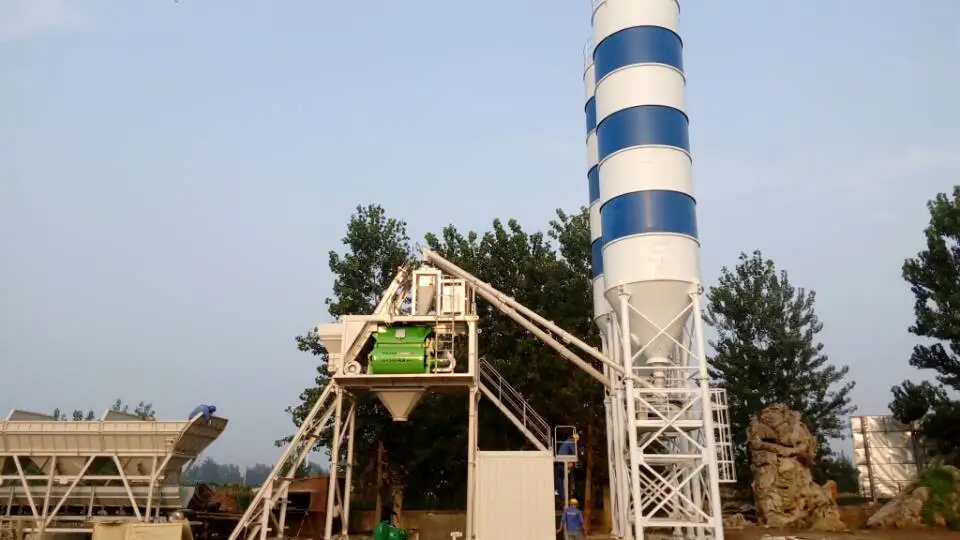 Hzs90 High Performance Fixed Concrete Mixing Batching Plant with Vertical Type Cement Silo