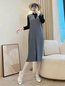 Miyake Factory Wholesale Casual Women's Dress Pleated Solid Color V-Neck Vest Skirt