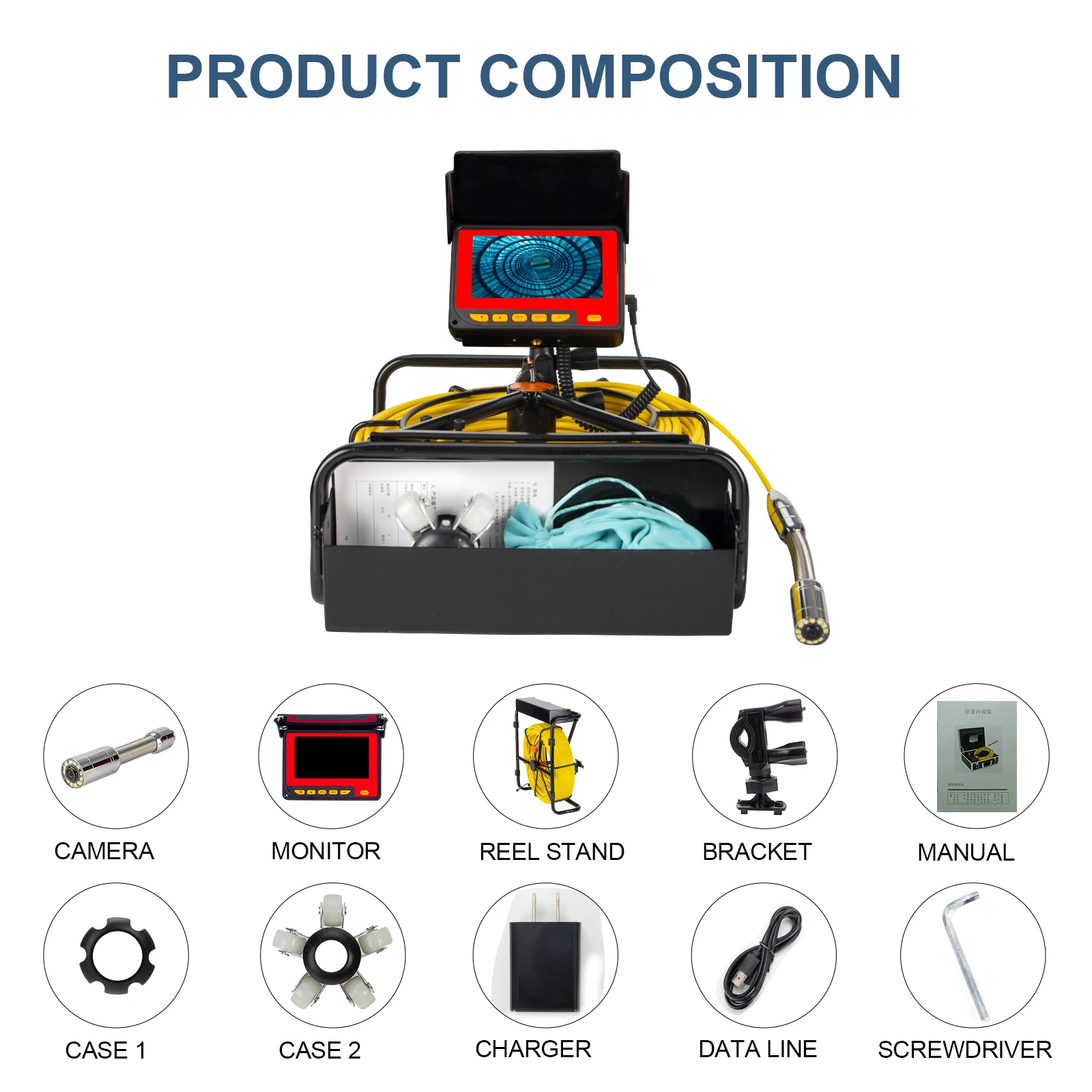 Factory Sewer Pipe Camera with 16GB Video Recording, 4.3inch Screen Plumbling Inspectiom Camera From China