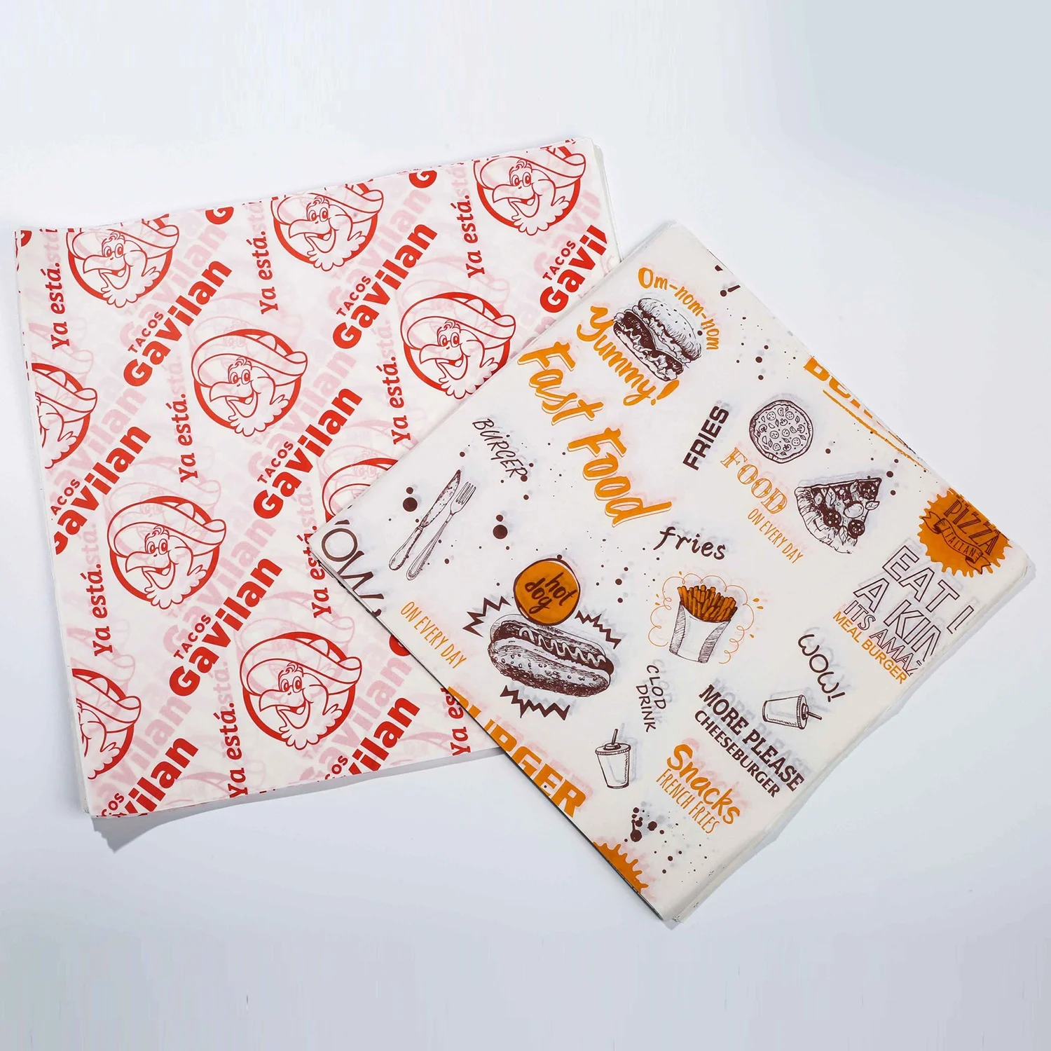Waxed Greaseproof Custom Logo Paper Sandwich Food Wrap Wrapping Restaurant Printed Burger Paper