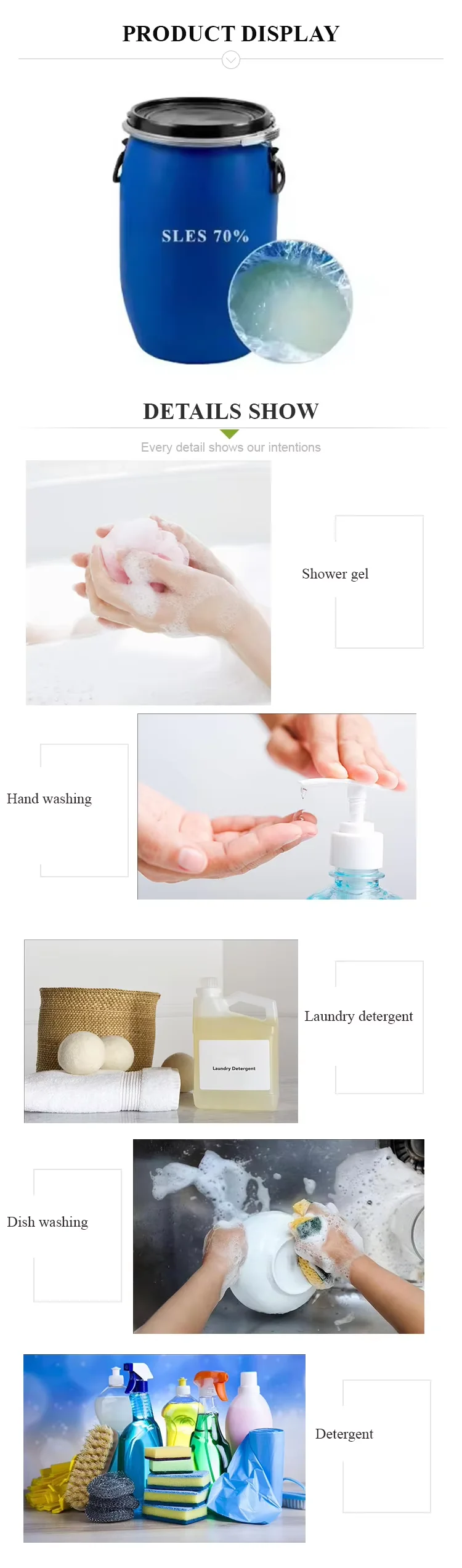 Shop 70% SLES Sodium Laureth Sulfate 70% Sodium Lauryl Ether Sulfate Daily Chemicals Product-Detailed Image 6