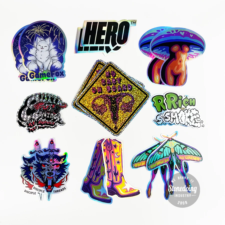 Uv Resist Waterproof Rainbow Silver Laser 3 D Hologram Sticker Uv Proof