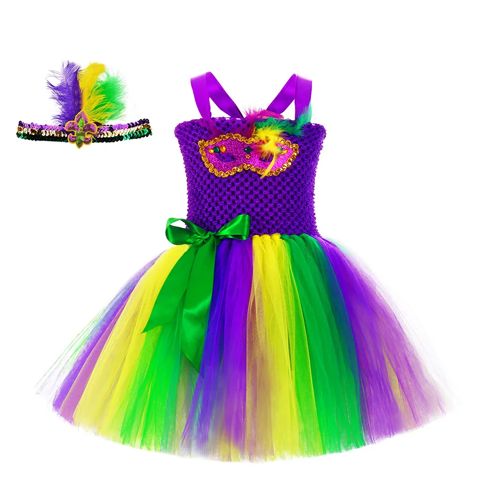 Wholesale Mardi Gras Kid Dress Mardi Gras Tutu Dress Mardi Gras Outfit,2 Pieces Wholesale Mardi Gras Kid Dress Mardi Gras Tutu Dress Mardi Gras Outfit,2 Pieces