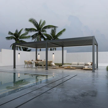 Modern Outdoor Waterproof Aluminum Louvered Pergola Canopy Hardtop Gazebo for Garden Yard Summerhouses Patio Accessory