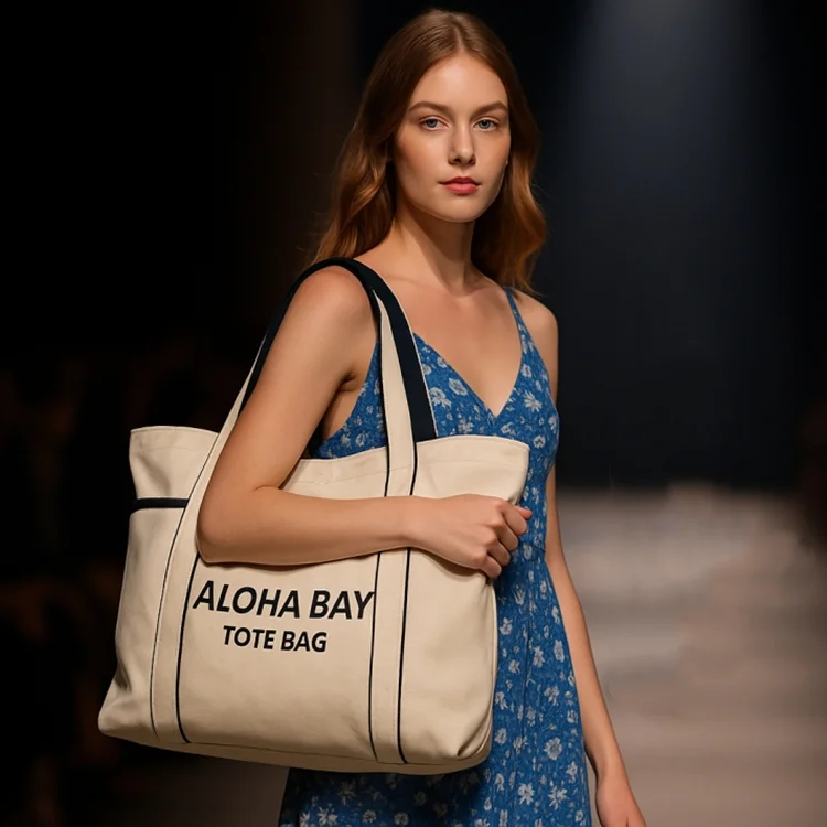 Direct Manufacturer Customized Large Capacity Cotton Canvas Tote Bag Weekday Beach Cotton Shopping Bag Pocket Tote Canvas Bag