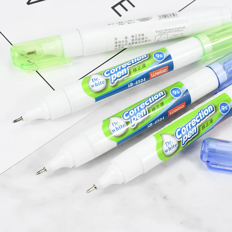 Weibo White out colored correction pen fluid Cute best correction liquid  custom OEM metal tip high