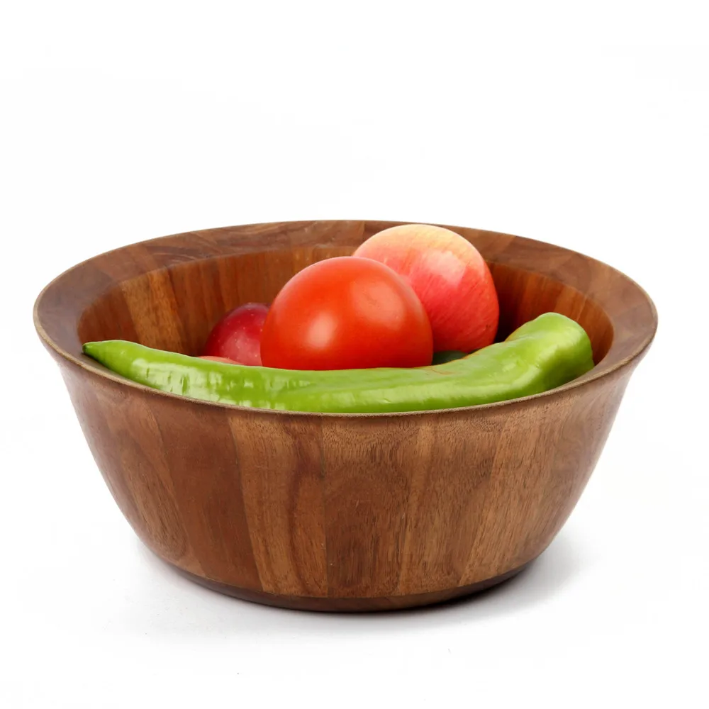 Acacia Wood Salad Bowl Set With Lid - 4-Piece All-in-One With Built-in Utensils, 10.5 Inch Large - View #9