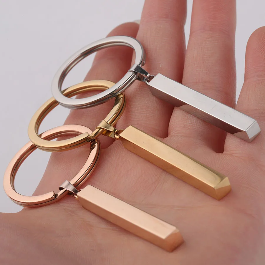 Geometric Keychains Factory Wholesale Geometric Cuboid Metal Keychains Custom Engraved Logo ...