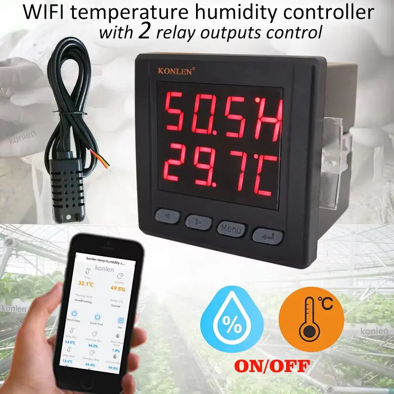 Tuya 2 Relay WIFI Temperature Humidity Sensor Controller Digital LCD ...