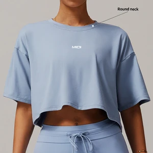 Hot Selling Female Short Sleeve Running Outdoor Exercise Crop Tank Tops Women Slim Sports Fitness T-shirts