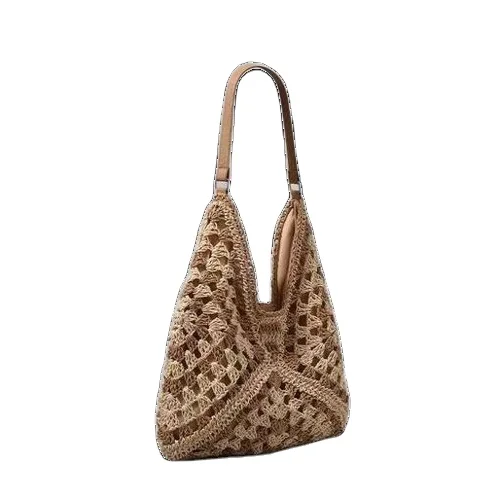 Handmade Triangle Woven Bag Contrasting colors Woven Tote Handbag Textile Packaging