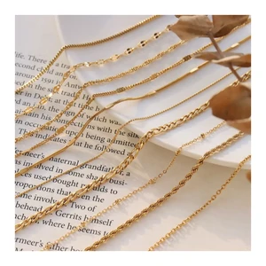 18K Gold Copper Alloy Titanium Steel Cross Chain Gypsophila Snake Bone Twist Box Chain Fish Mouth Vertical Square Chain Necklace