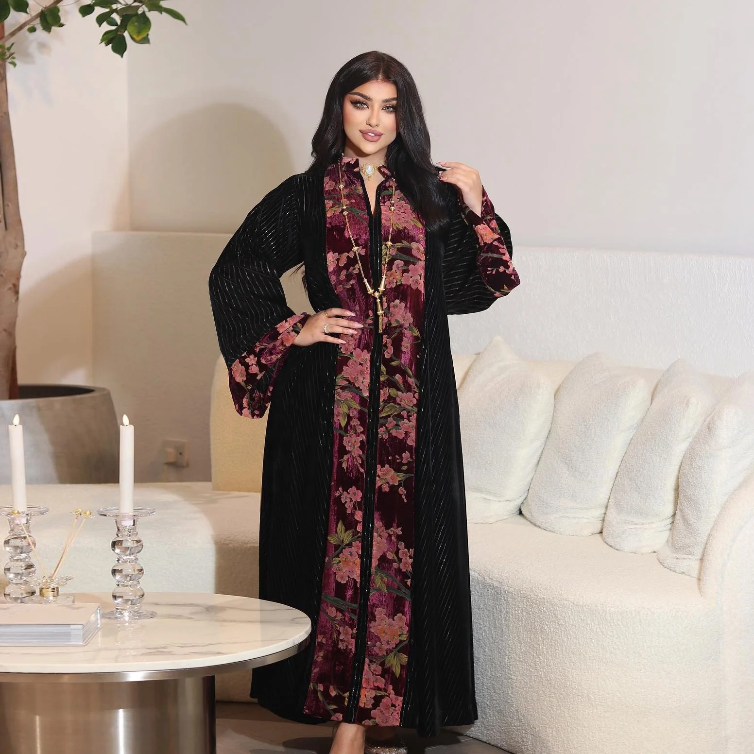 chinese dress ladies Middle East Dubai Muslim women's autumn and winter thick flannelette c   PRINGBUD ISLAMIC CLOTHING