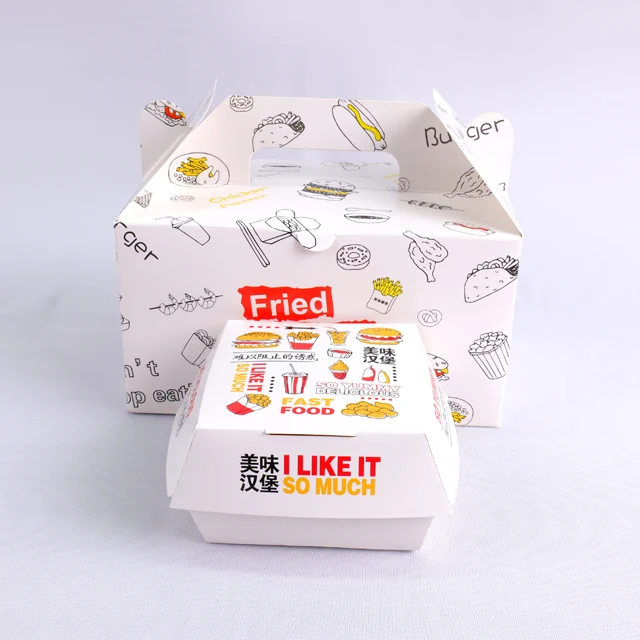 Wholesale Paper Box Chicken And Hamburg Food Packaging Customized Printed Glossy Lamination details