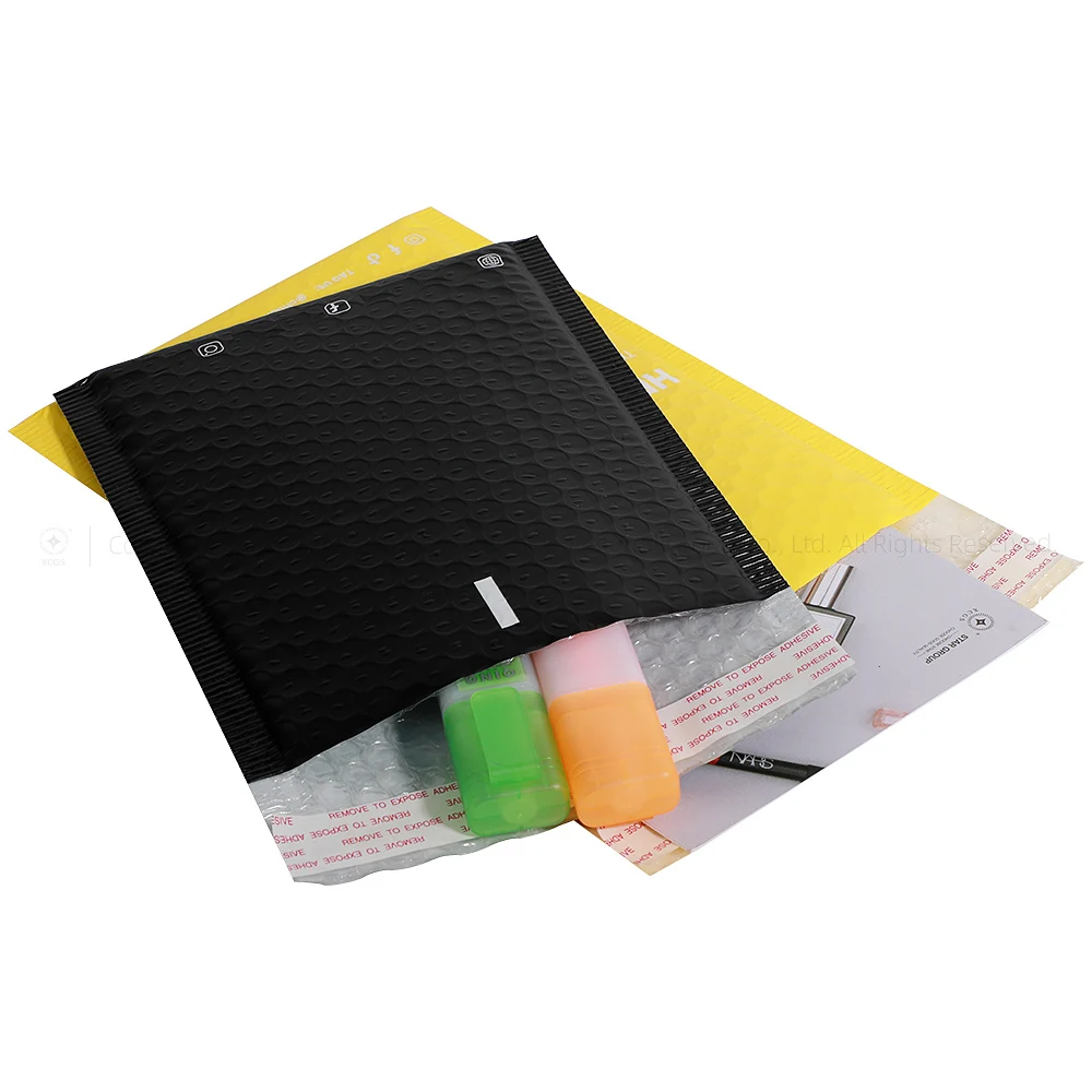 New Arrival Yellow Custom Logo Printed Eco Friendly Cute Bubble Mailers Padded Envelopes Shipping Mailers