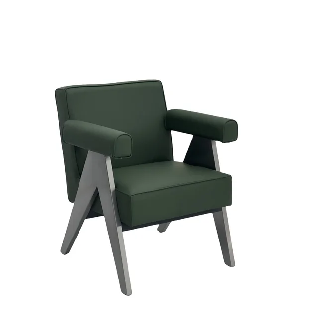 Luxury Chair Living Room Furniture Square Arm Deep Seat  Armchair Green Single Sofa Chairs With Stainless Steel