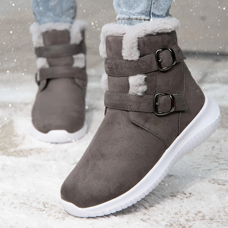 Модная зимняя обувь из хлопка и пушистые зимние сапоги для женщин Нескользящая теплая зимняя обувь для женщин
