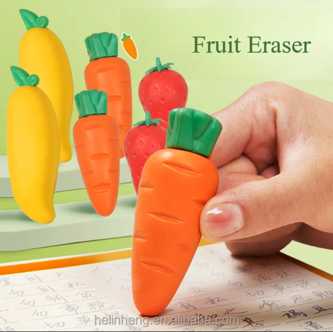 Wholesale Cute Cartoon Fruit Vegetable Large Eraser Set Creative Rubber Eraser For School
