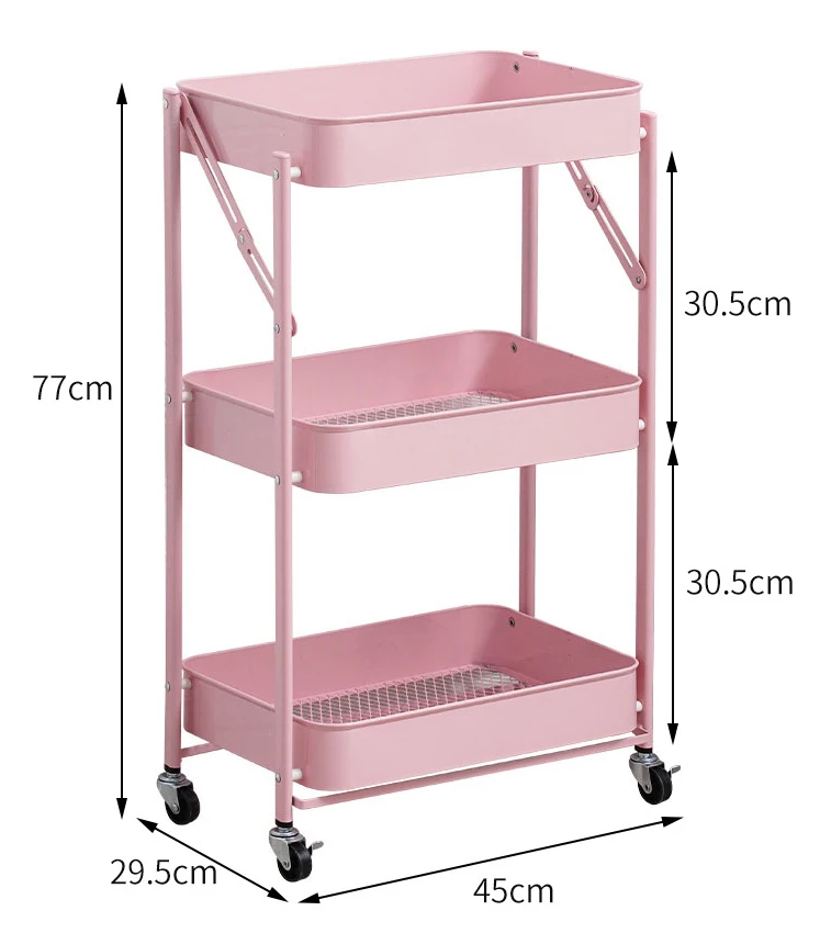 Hanging Cups Lockable Wheels for Bathroom Kitchen Office Coideal 3 Tier Rolling Utility Cart Plastic Mesh Storage Adjustable Shelves Multifunction Organizer Trolley Service Cart with Metal Handle 