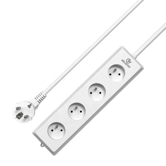 French Standard Power Strip 4 Outlet without Switch Electric Extension Power Socket Home Office