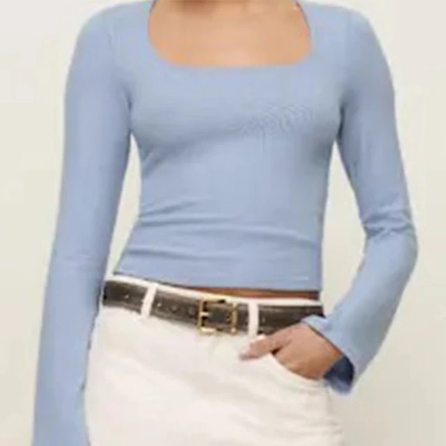 High Quality Light Blue Square Neck Top for Women Premium Stylish Design Casual & Daily Wear High Quality Fabric