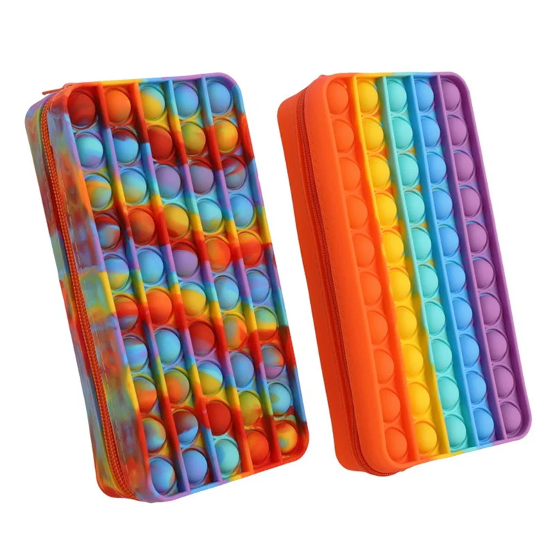Trousse à Crayons Sensorielle En Silicone - Bulles Fidget - Verte - Jouet Anti-stress