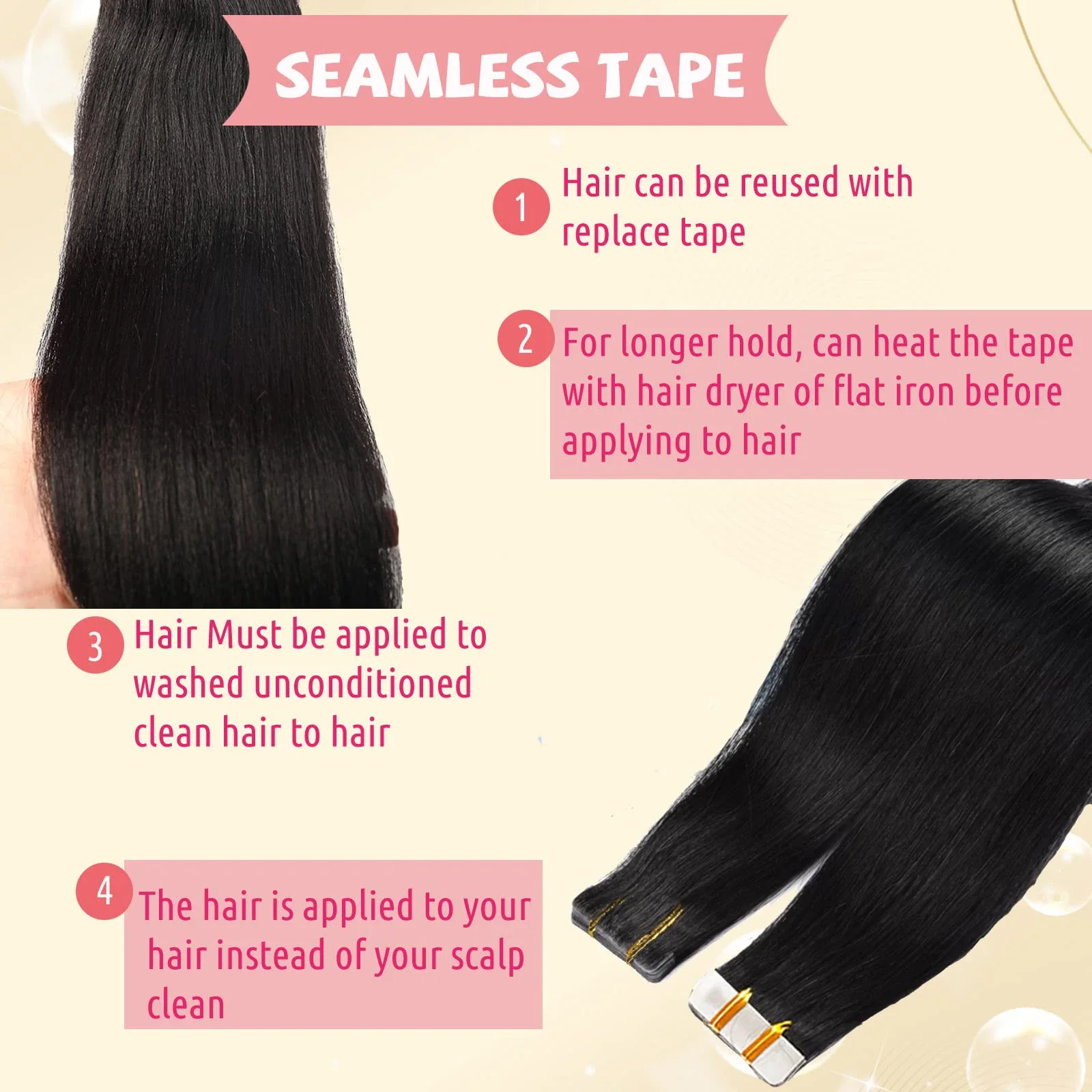 Ταινία ίσιας ανθρώπινης τρίχας σε επεκτάσεις Remy χωρίς ραφές δέρματος υψηλής ποιότητας 16-26 ίντσες για κομμωτήριο_voghion.com