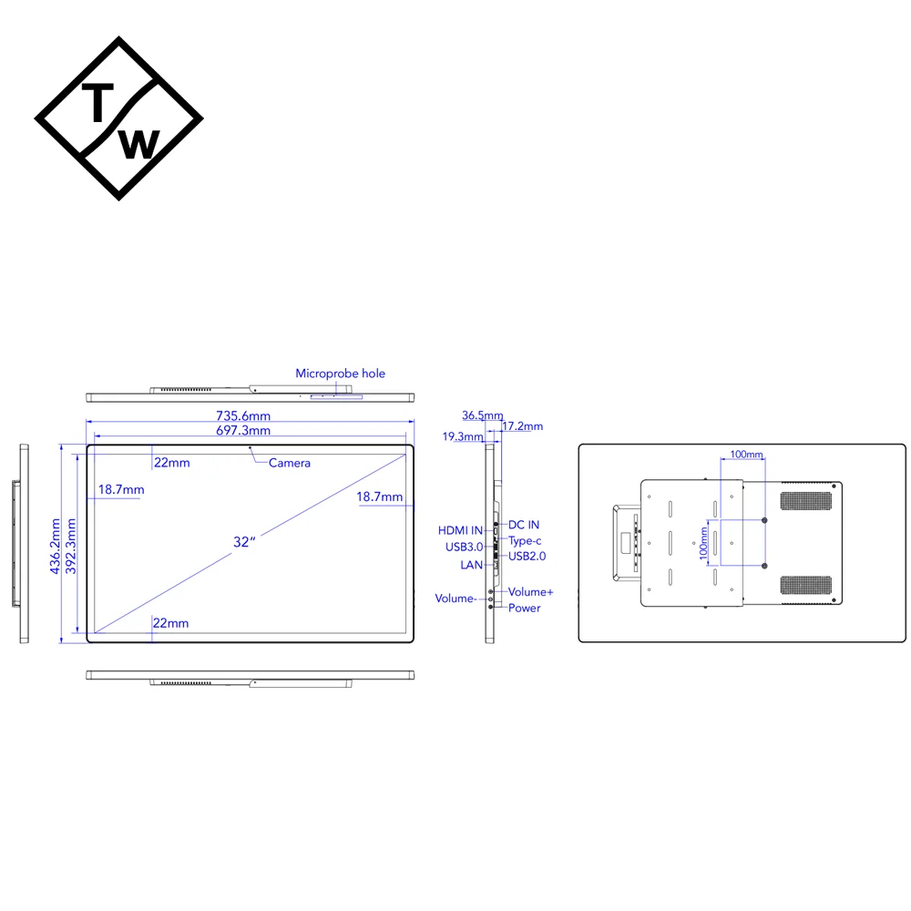32-Inch RK3576 WiFi 6 POE Tablet PC with 32GB ROM 4GB Memory Android Industrial Android Tablet for Digital Signage New Product