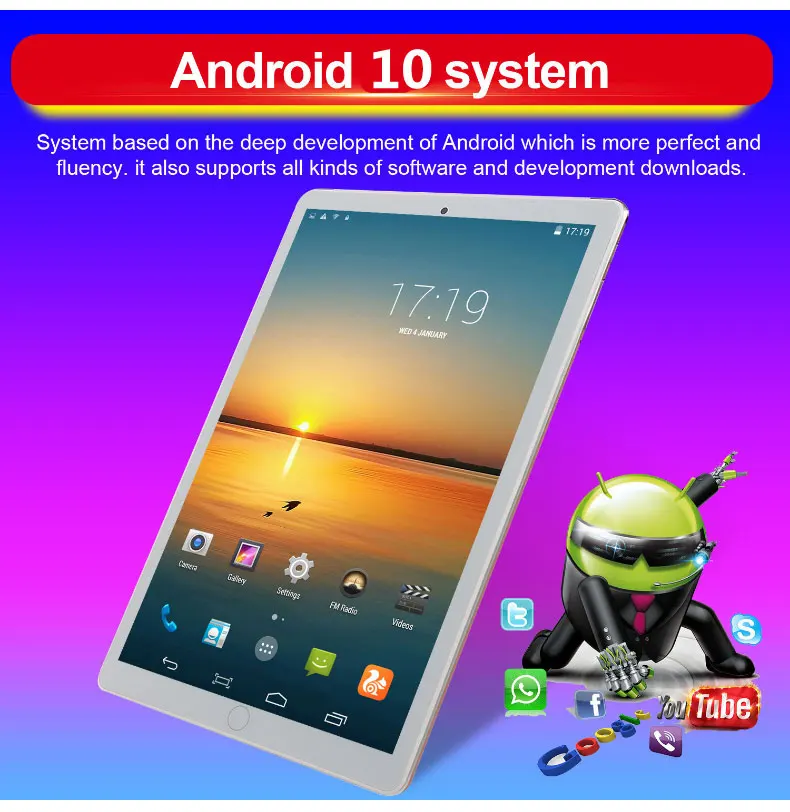 Tablette C idea 10 pouces, Face Unlock, Dual Sim, Quad Core, 4 Go de RAM,  64 Go, Wifi, 4G Lite + Power Bank OFFERT